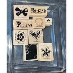 Stampin' Up Priceless So Kind Stamp Butterfly Heart Wood Mount 2007 Set of 9